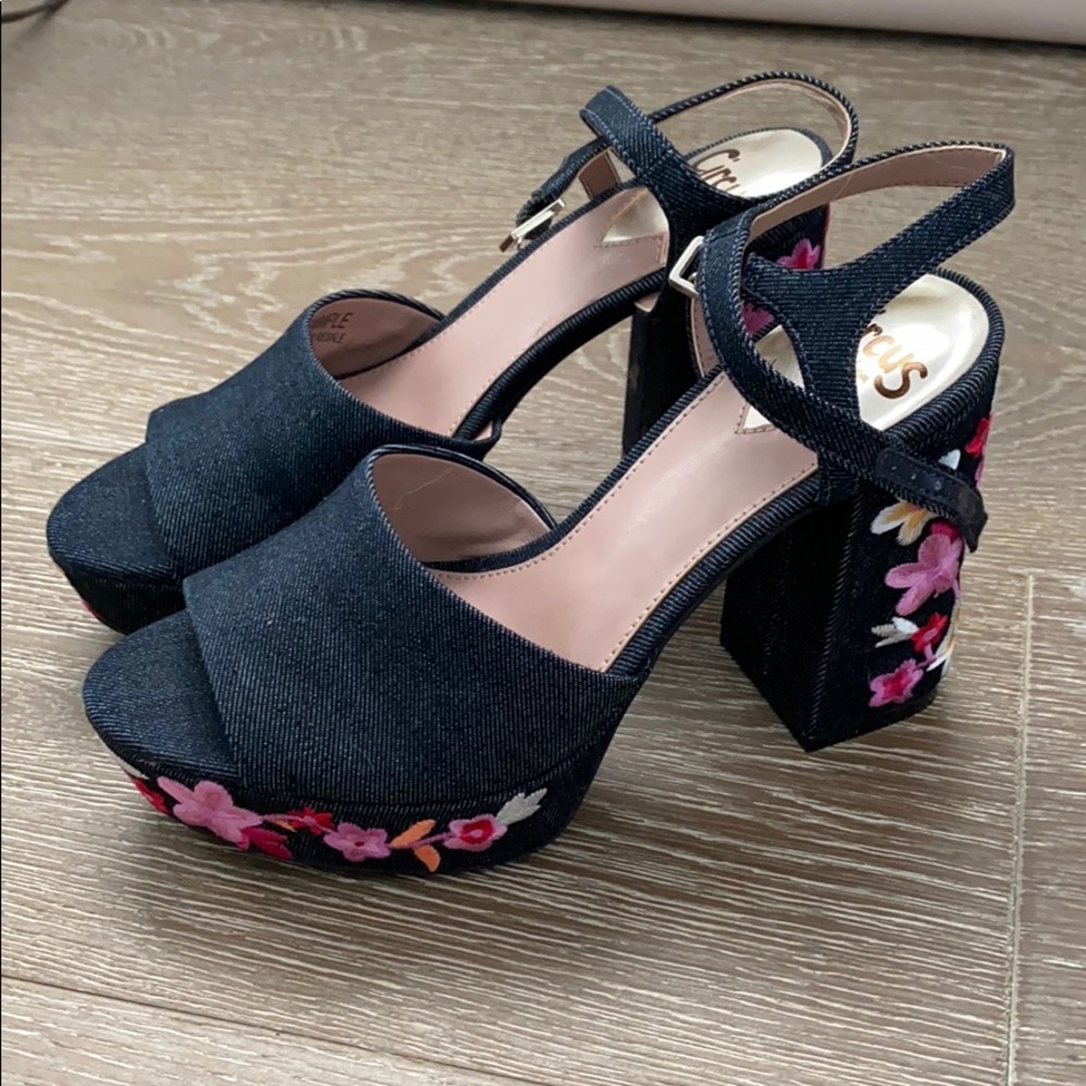 Sam Edelman floral denim platforms
